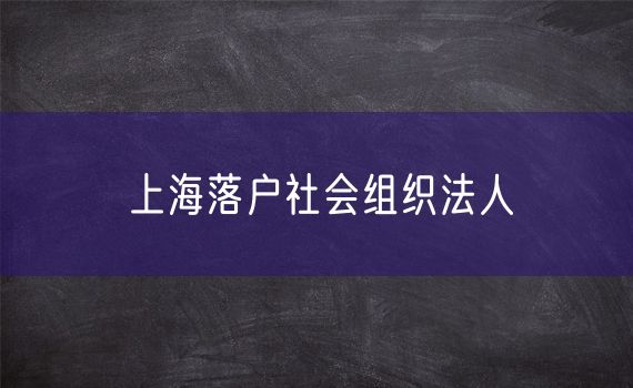 上海落户社会组织法人