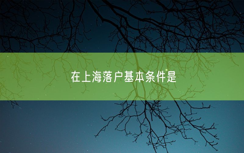 在上海落户基本条件是