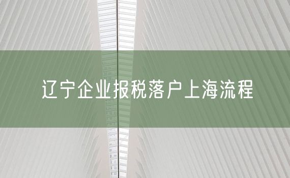 辽宁企业报税落户上海流程