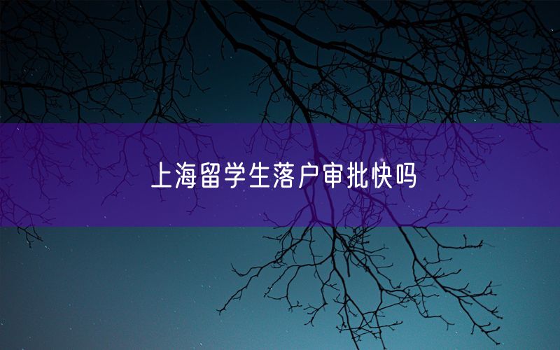 上海留学生落户审批快吗