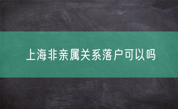 上海非亲属关系落户可以吗