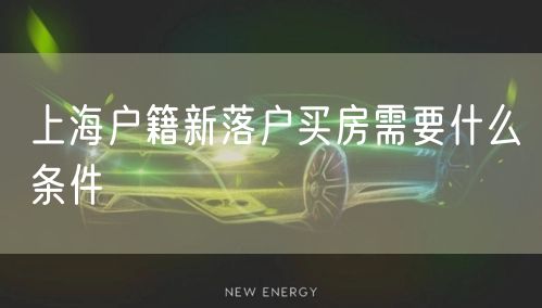 上海户籍新落户买房需要什么条件