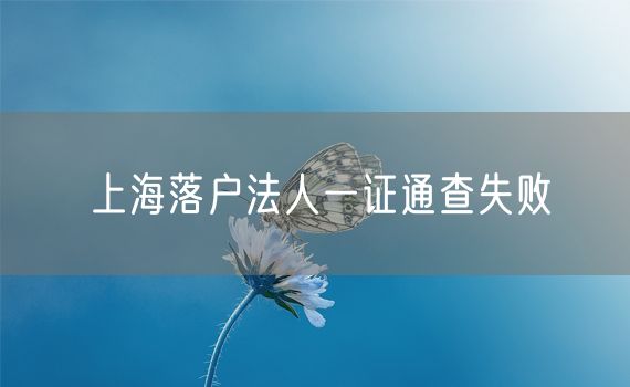 上海落户法人一证通查失败