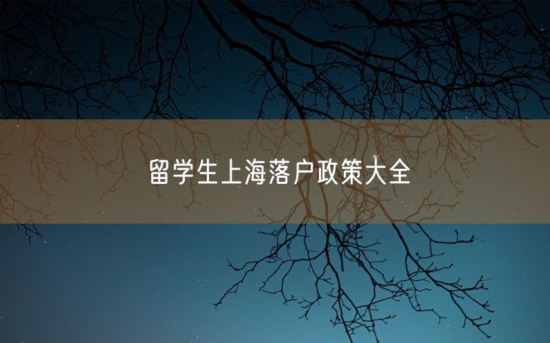 留学生上海落户政策大全