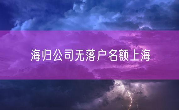 海归公司无落户名额上海