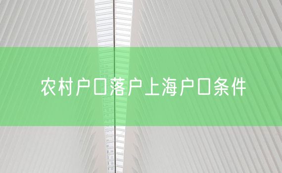 农村户口落户上海户口条件