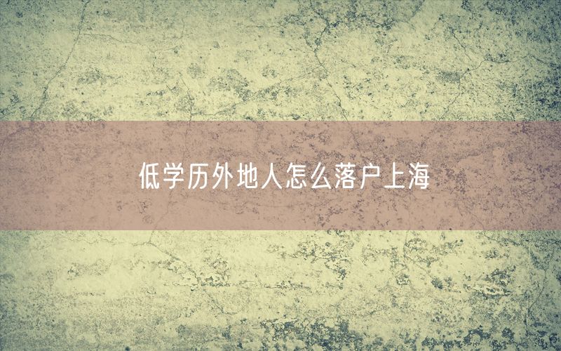 低学历外地人怎么落户上海