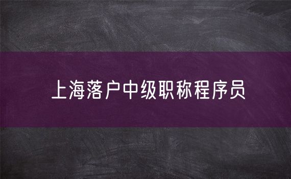 上海落户中级职称程序员