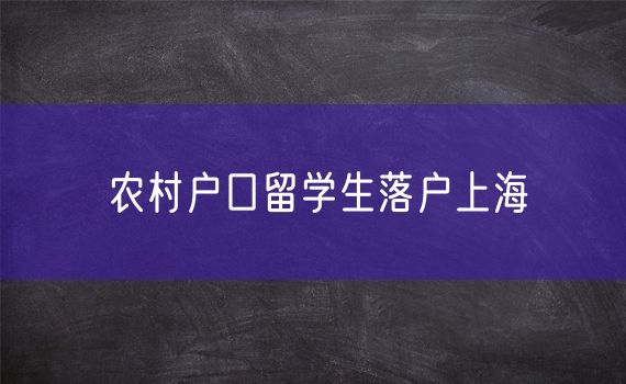 农村户口留学生落户上海