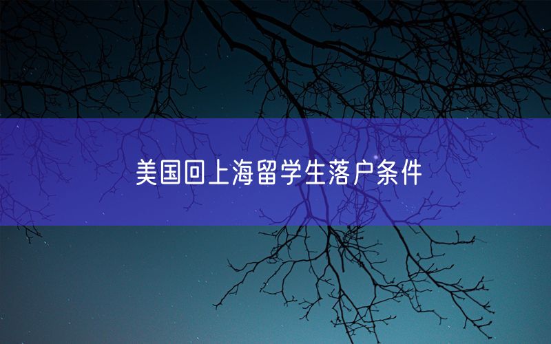 美国回上海留学生落户条件