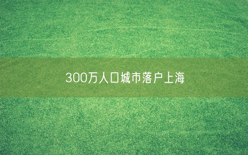 300万人口城市落户上海