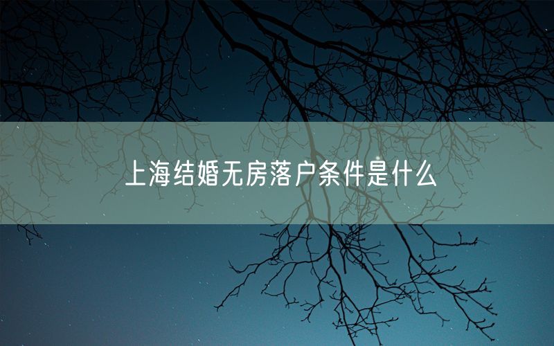 上海结婚无房落户条件是什么