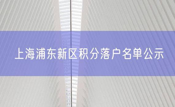 上海浦东新区积分落户名单公示