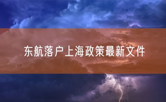 东航落户上海政策最新文件