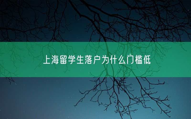 上海留学生落户为什么门槛低