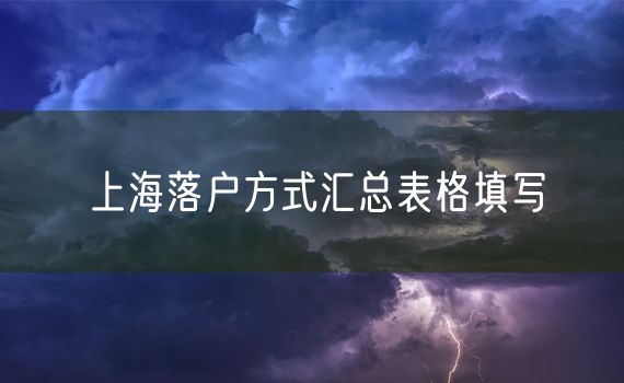 上海落户方式汇总表格填写