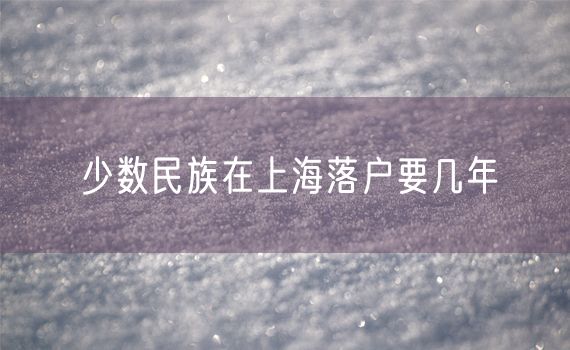 少数民族在上海落户要几年