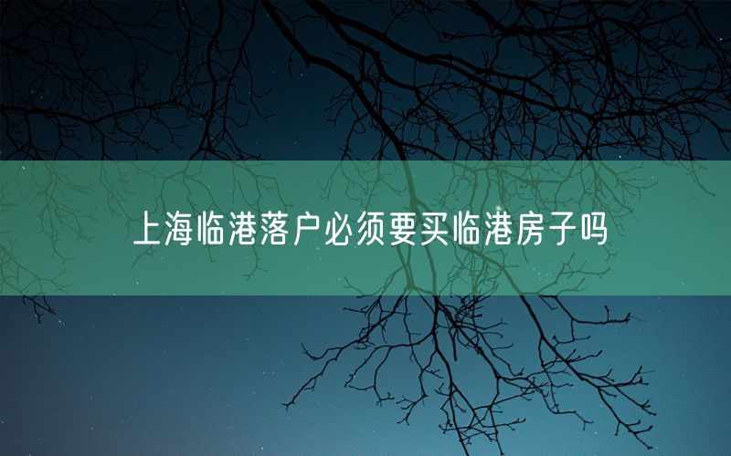 上海临港落户必须要买临港房子吗