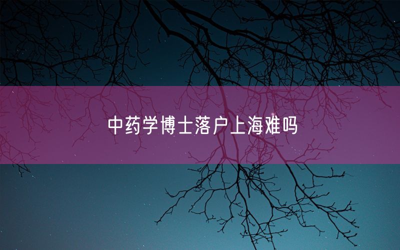 中药学博士落户上海难吗