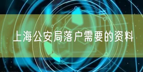 上海公安局落户需要的资料