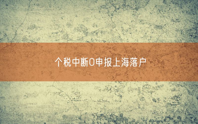 个税中断0申报上海落户