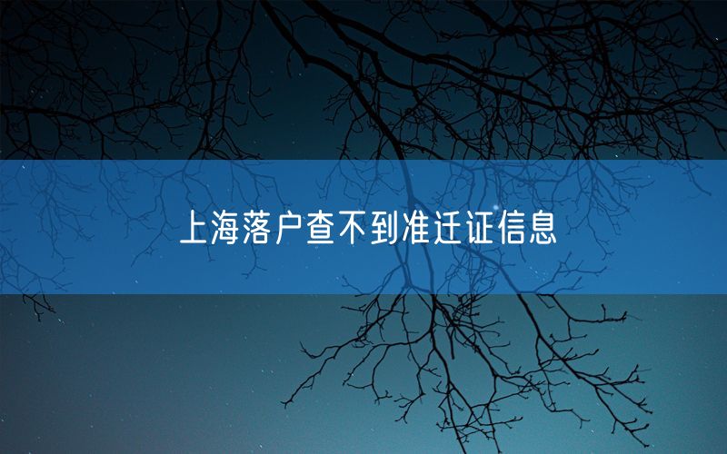 上海落户查不到准迁证信息