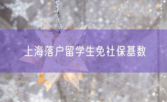 上海落户留学生免社保基数