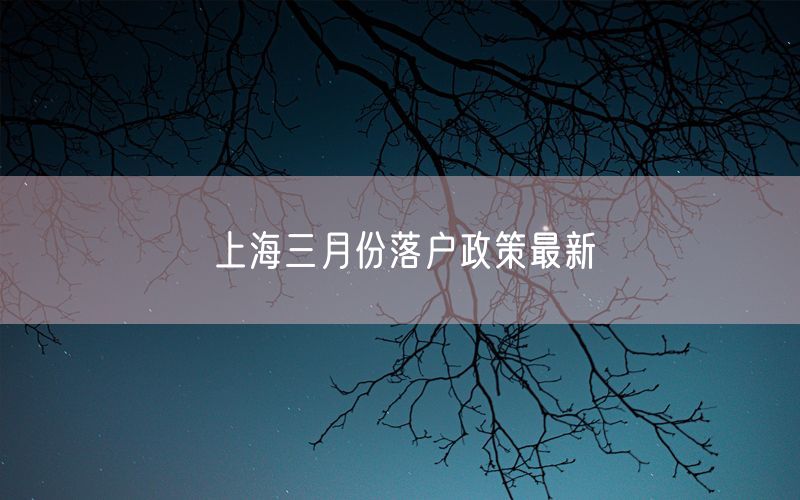 上海三月份落户政策最新