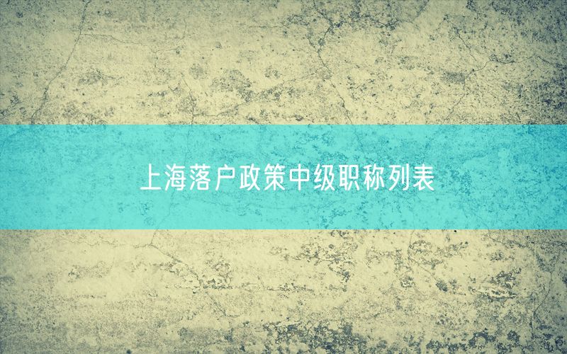 上海落户政策中级职称列表