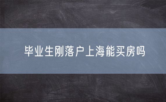 毕业生刚落户上海能买房吗