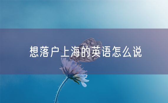 想落户上海的英语怎么说