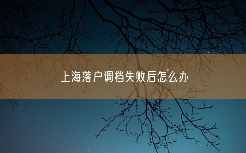 上海落户调档失败后怎么办