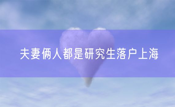 夫妻俩人都是研究生落户上海