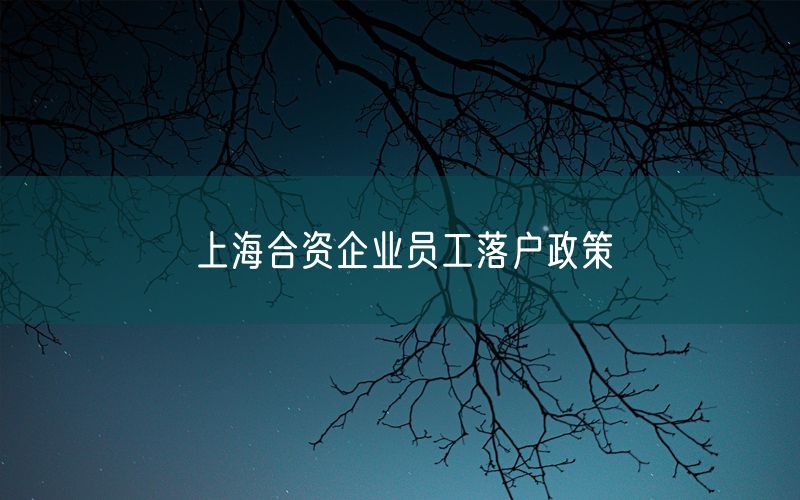 上海合资企业员工落户政策