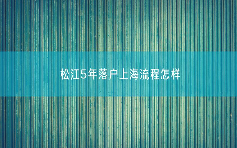 松江5年落户上海流程怎样