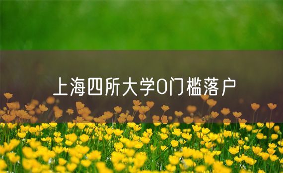 上海四所大学0门槛落户