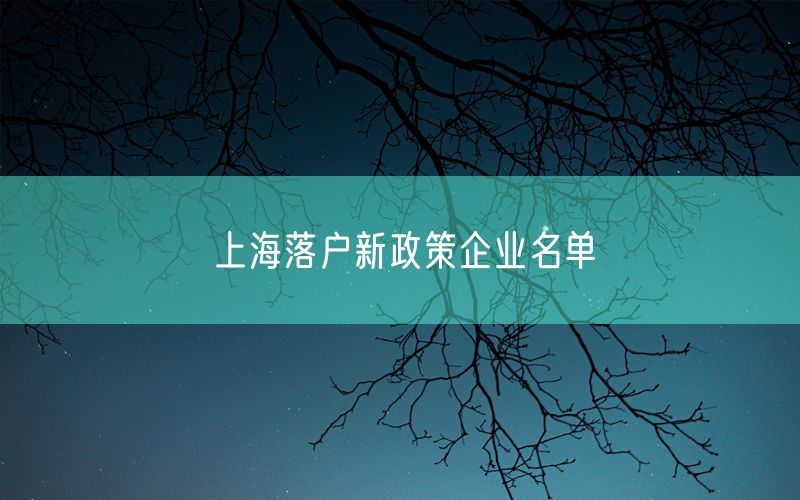 上海落户新政策企业名单