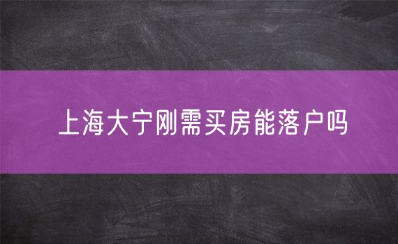 上海大宁刚需买房能落户吗