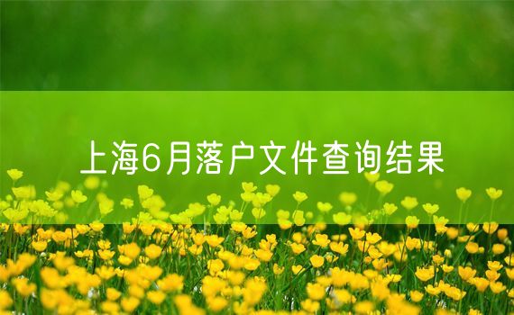 上海6月落户文件查询结果