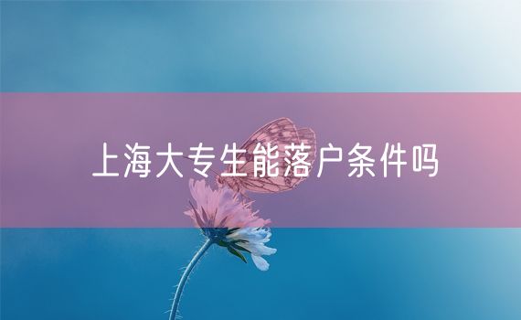 上海大专生能落户条件吗