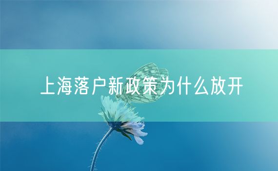 上海落户新政策为什么放开