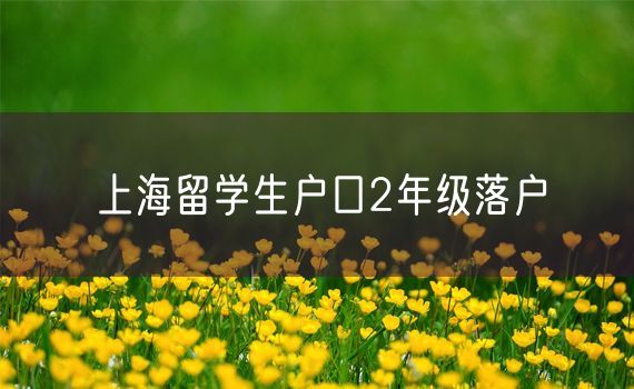 上海留学生户口2年级落户