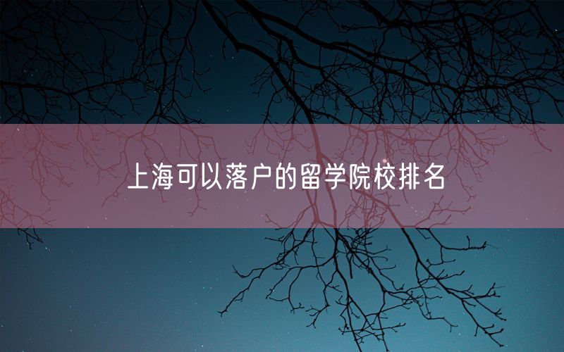 上海可以落户的留学院校排名