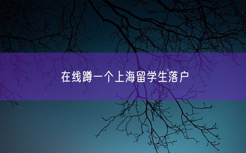 在线蹲一个上海留学生落户