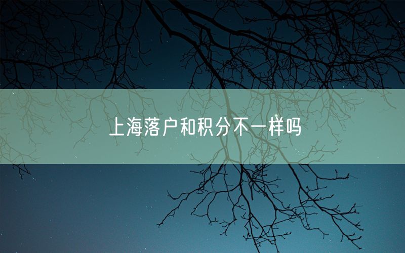 上海落户和积分不一样吗