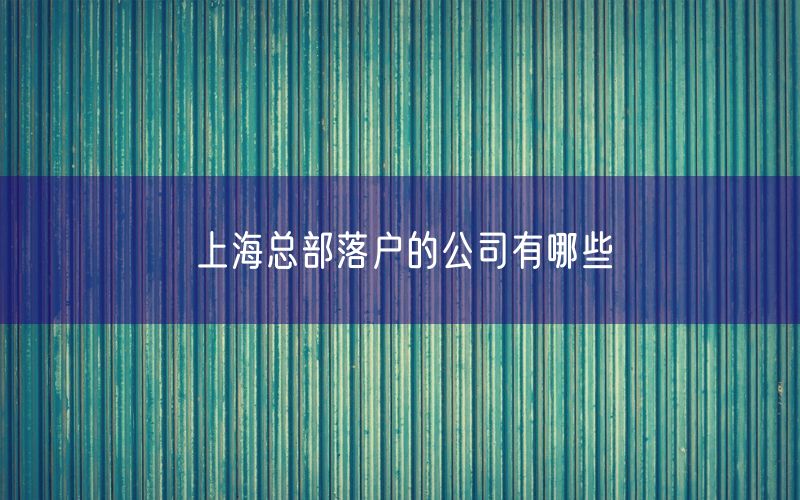 上海总部落户的公司有哪些