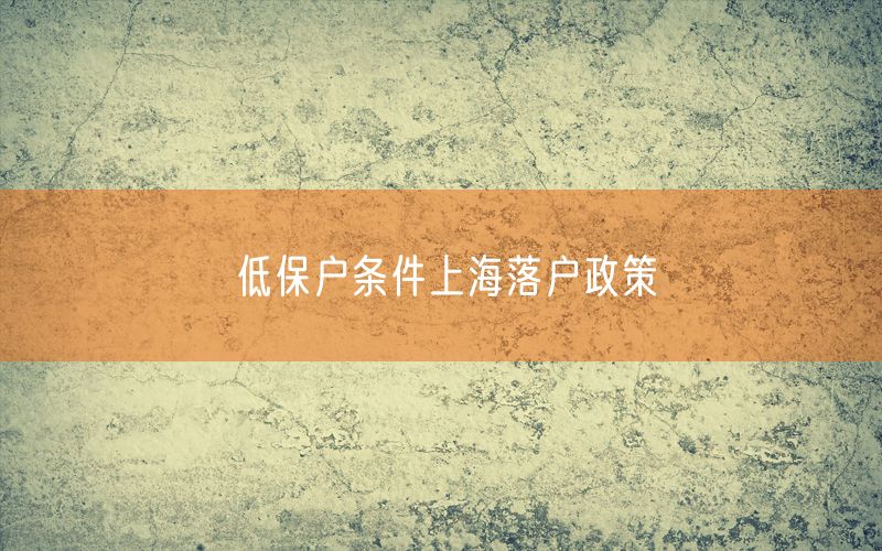 低保户条件上海落户政策