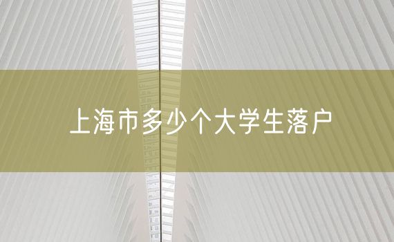 上海市多少个大学生落户