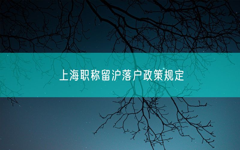 上海职称留沪落户政策规定