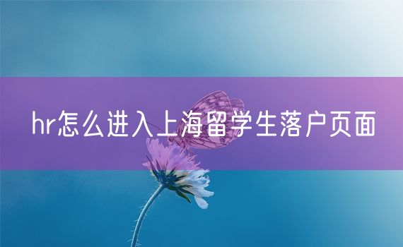 hr怎么进入上海留学生落户页面